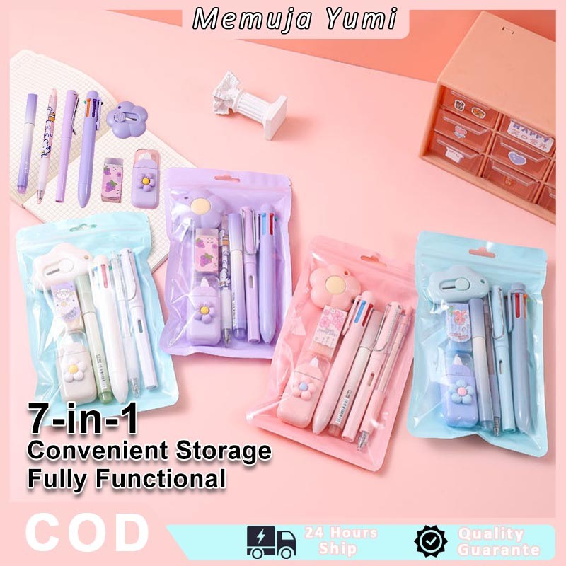 

7-in-1 - Alat Tulis Lucu Paket Hadiah /Perlengkapan Sekolah Berbagai Macam Alat Tulis Bahan Plastik Tahan Lama