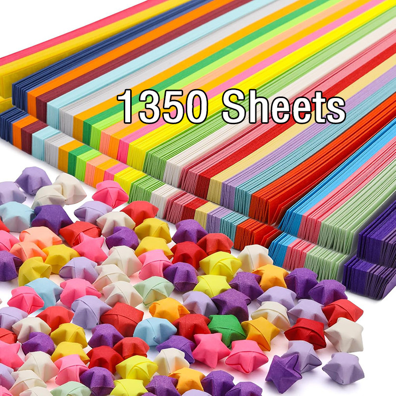 

1350 Sheets Star Origami Paper Star Paper Strip Double Sided Origami Stars Solid Color Decor Paper Strips DIY Hand Art Crafts