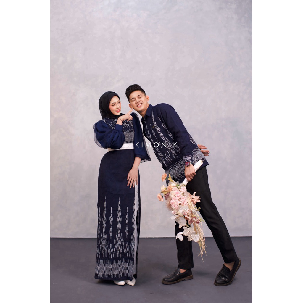 KIMONIK BAJU TENUN COUPLE ARUM NAVY