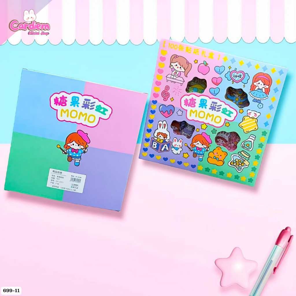 

Stiker Viral Waterproof Stiker Momo 4 Warna Rainbow Isi 100 Lembar Stiker Momo Lucu Stiker Murah