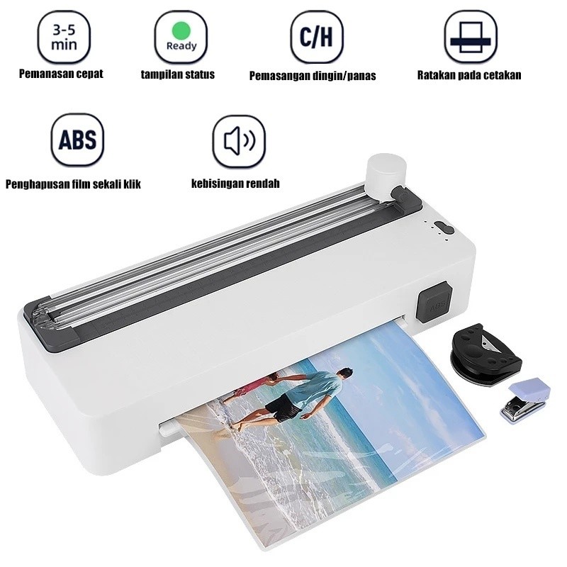 

Reaim Mesin Laminating 7in1 A4/F4(230mm) 80-125 Mic Laminasi Hot & Cold Foto Dokumen Dilengkapi dengan Mesin Pemotong Kertas 3-in-1 (Garis Lurus, Garis Putus-Putus, Garis Bergelombang), Pemotong Sudut, dan Alat Pengebor.