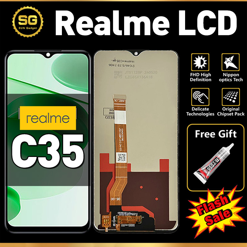 ORI LCD FOR REALME C35 Original Fullset Asli For LCD hp  REALME C35 Glass Touch Screen Digitizer