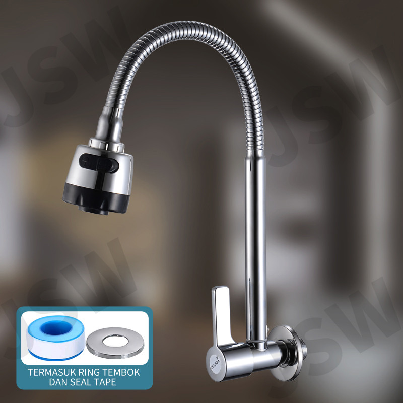 KRAN AIR Keran Angsa Fleksibel Dapat Berputar 90 Derajat Kran Angsa Dapur Wastafel ON/OFF Kran Cuci 