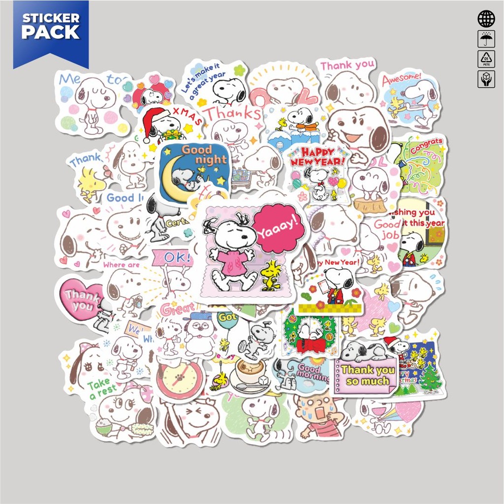 

[100PCS]Stiker Pack Stiker Kartun Snoopy V14 Aesthetic Vinyl Anti Air Dekorasi Sticker Laptop Buku Journal Koper Helm Casing HP Gitar Helm Skateboard