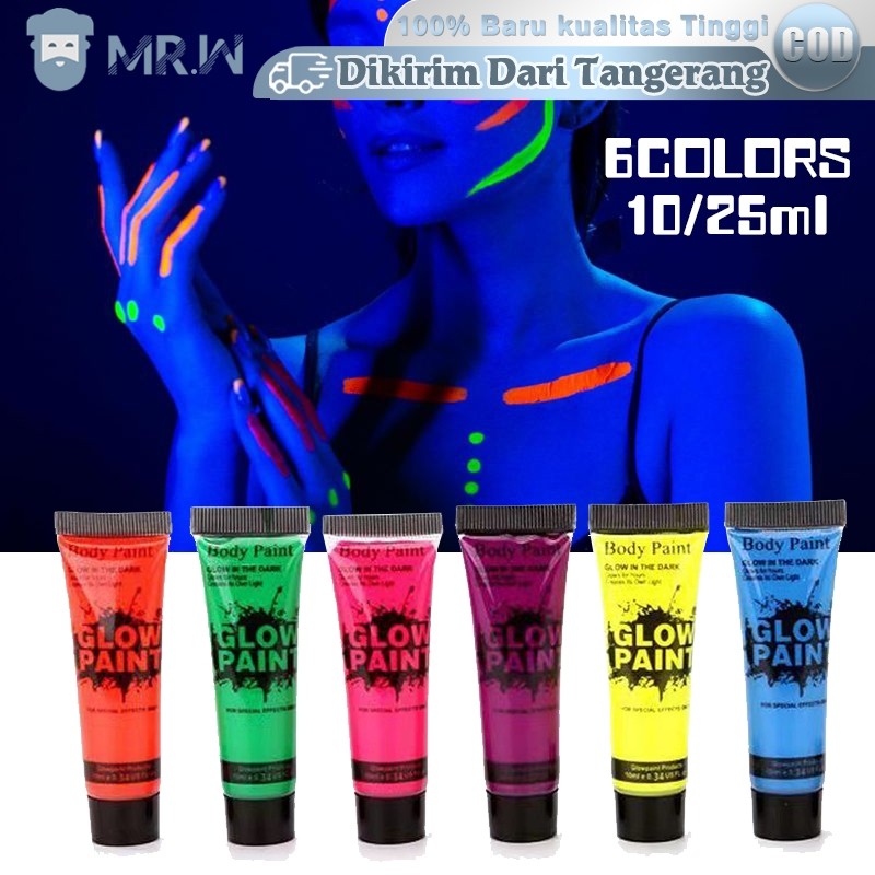 

New 6 Warna Face Painting Make Up Glow In The Dark Body Painting 25ml Painting Cat Wajah Fluorescent Body PaintPremium