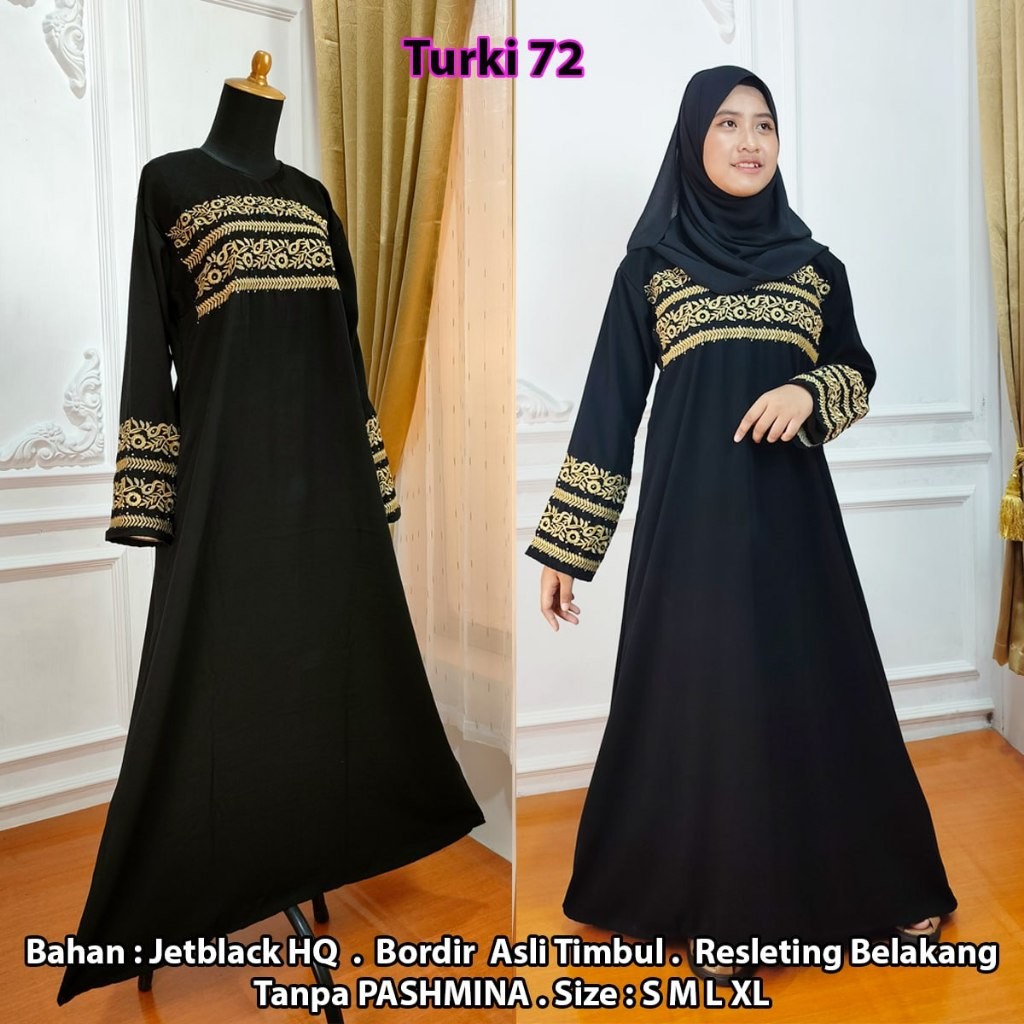42 Gamis Bordir Gamis Turkey Gamis Hitam Wanita Abaya Hitam Turkey Gamis Dress Arab Abaya Jumbo