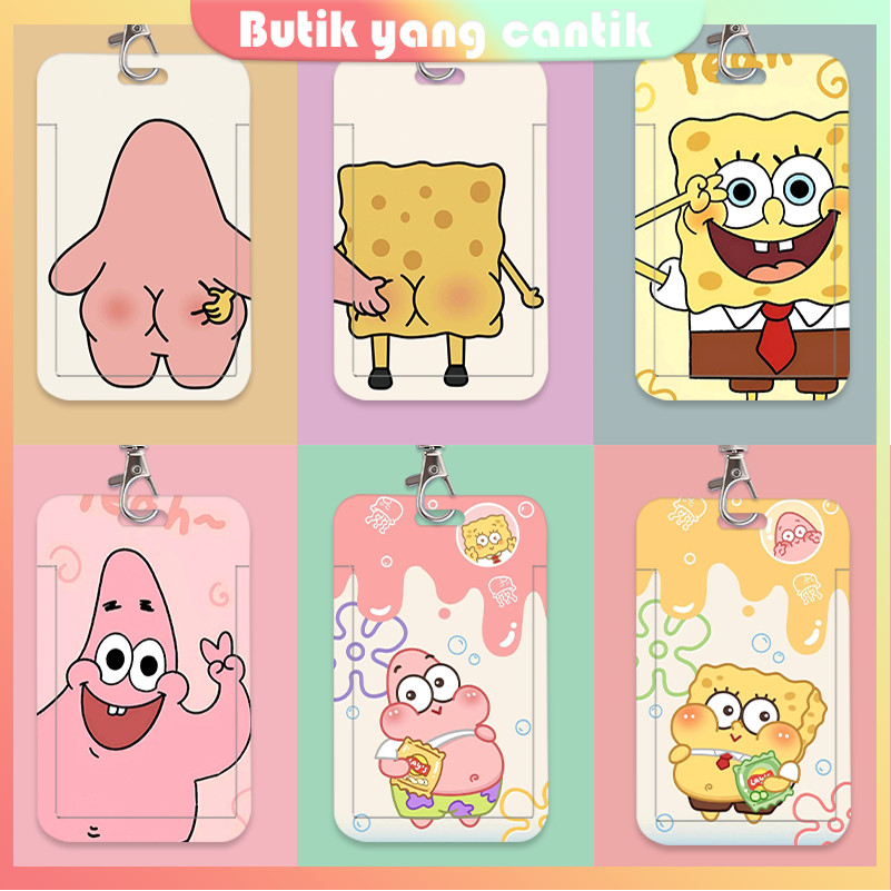 

⭐ Butik yang cantik ⭐ SpongeBob dan Patrick Star-Koleksi Pasangan ID Card Holder Cartoon Card Sleeve Photocard Pelindung Kartu Case Tali Lanyard Card Holder School ID Work ID Card Holder Kartu Metro Kartu Bus Cover Kartu Bank