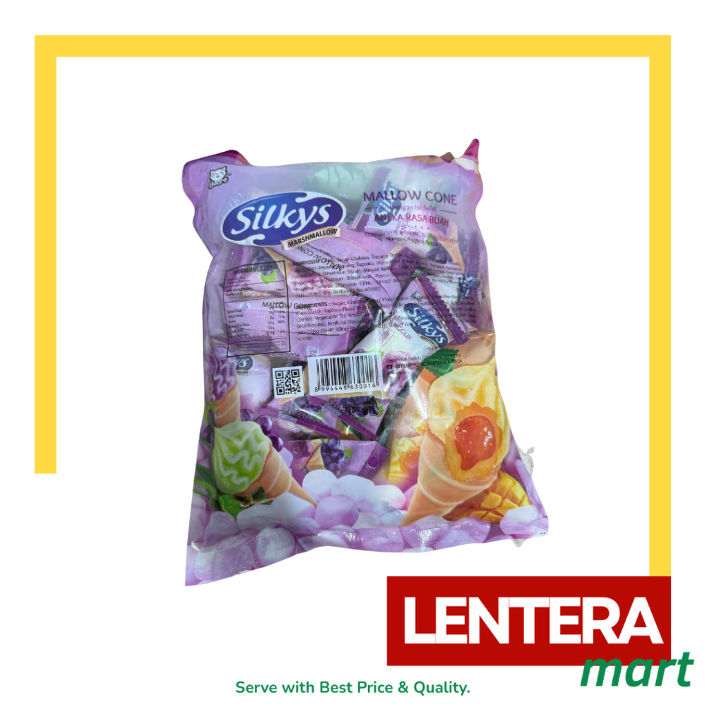 

[1 PAK ISI 20 pcs] Silkys Mallow Cone Marshmallow Bentuk Cone Aneka Buah 20x4.6gr LenteraMart