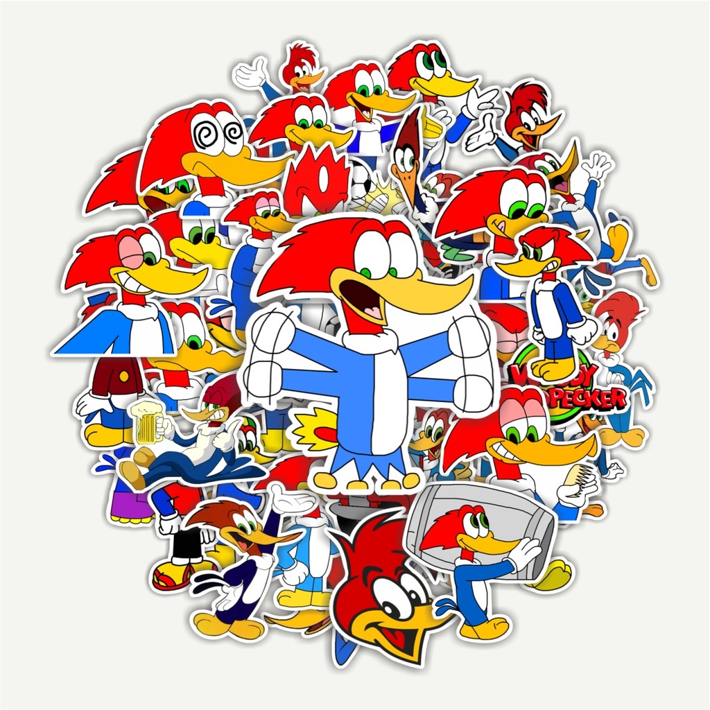 

Sticker Pack Stiker Kartun Woody Woodpecker Dekorasi Lucu Kreatif untuk Notebook, Skateboard, HP
