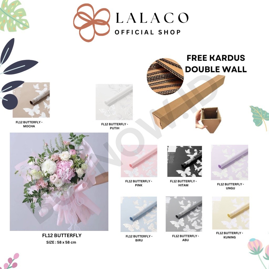 

LALACO - (5 LEMBAR) - FL12 BUTTERFLY DANCE Kertas Bunga Paper Buket Motif Kupu-kupu Modern Florist Cellophane