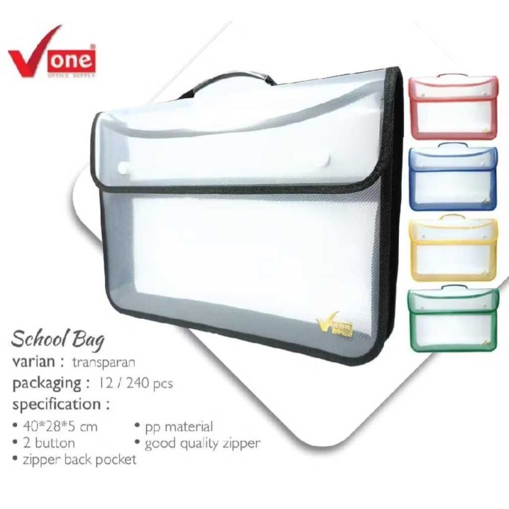 

School Bag Transparan Dan Kombinasi Full Color / Map / Tas Berkas / Tas Jinjing - Random Color