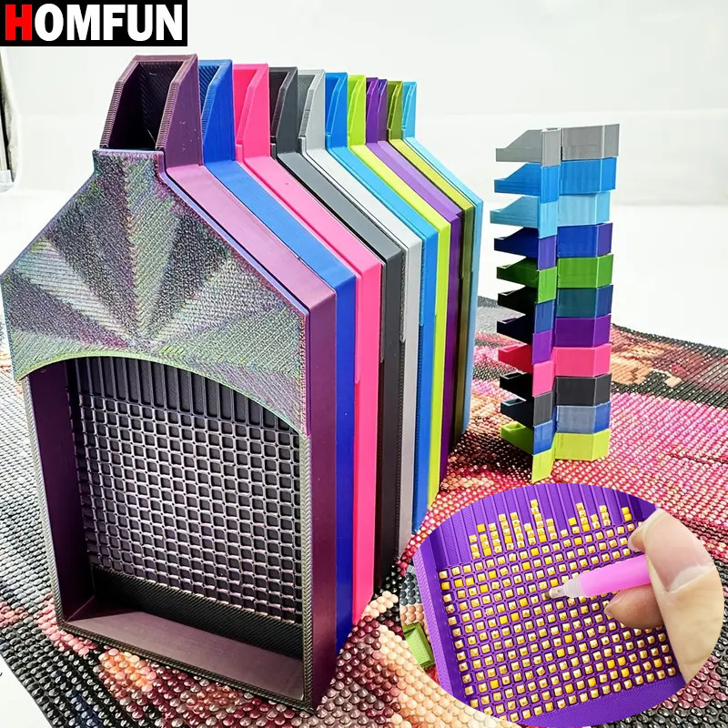 

HOMFUN The New DIY Multifunctional Diamond Painting Tray Features a Y-Shaped Insert, a Semi-Open Lid, And a Grid Design Tools