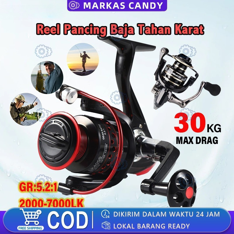 Reel Pancing LK Putar Rell Rill Pancing Katrol Kerekan Pancing Fishing Reel Spool Metal Aluminium LK