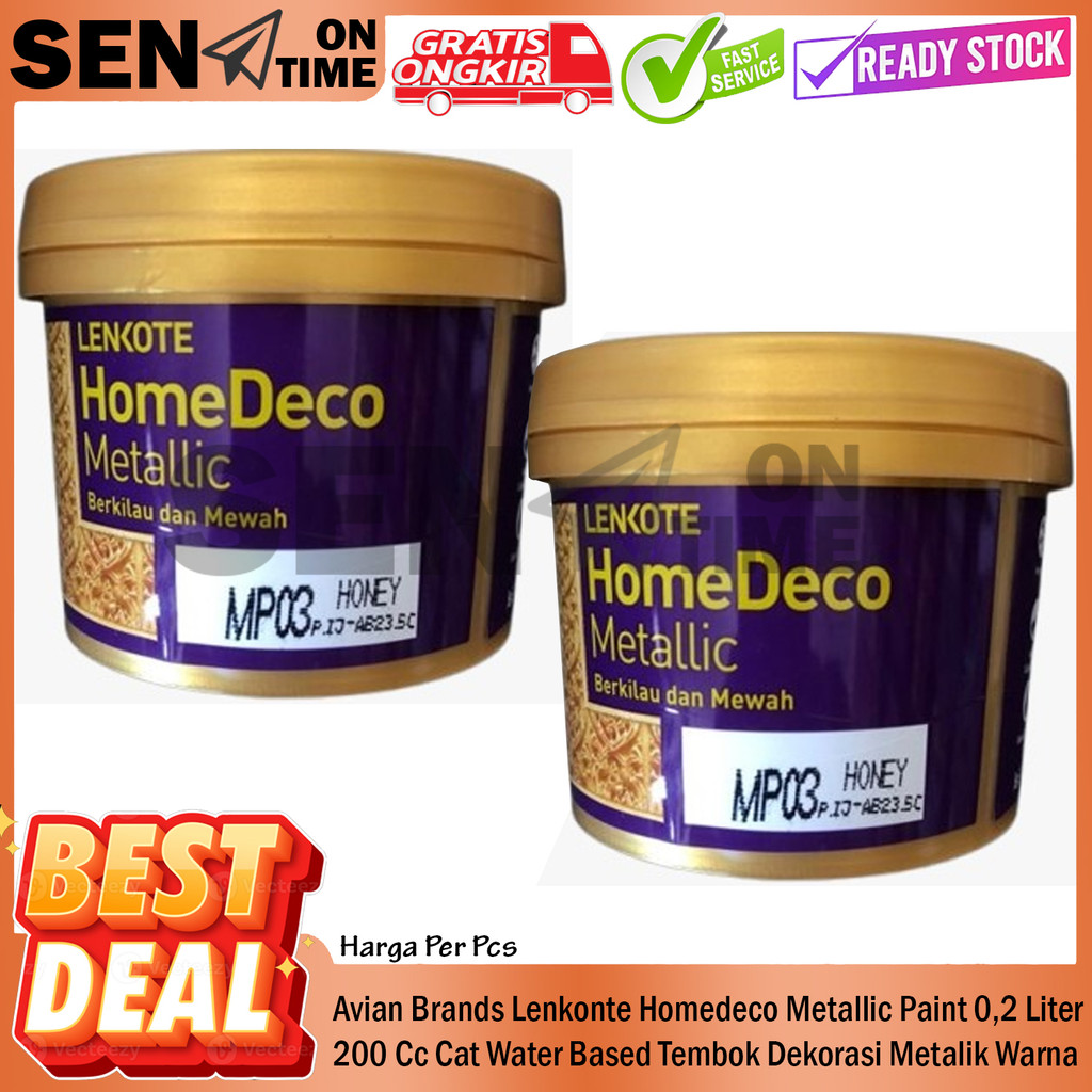Avian Brands Lenkonte Homedeco 200 Cc Metallic Paint 0,2 Liter Cat Water Based Tembok Dekorasi Metal