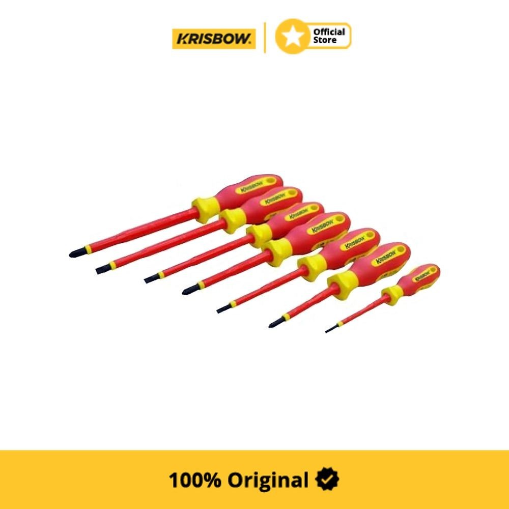 Original Krisbow Screwdriver Set Obeng Minus Dan Plus Insulasi 7 Pcs