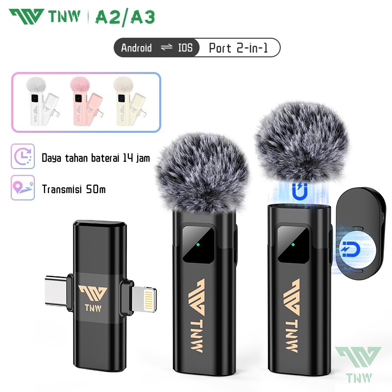 

TNW A2/A3 2 In 1 Wireless Microphone Magnetic Lavalier Mikrofon HP Clip On Mic Portable Mikrofon Video Live Recording