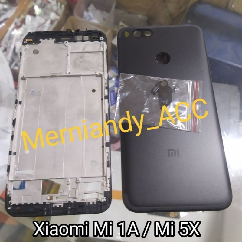 Cessing kesing hausing fullset frame lcd Xiaomi Mi A1 / Mi 5X Backdor + Frame tulang tengah