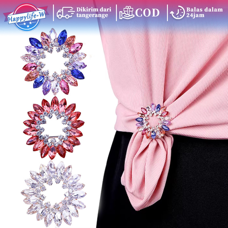 Bross Mewah Elegan Fashion Bross Cantik Bros Bulat Bunga Kristal Bros Fashion Bros Kekinian