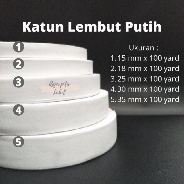 

Pita Katun Lembut Putih Polos , 1 Roll=100 meter