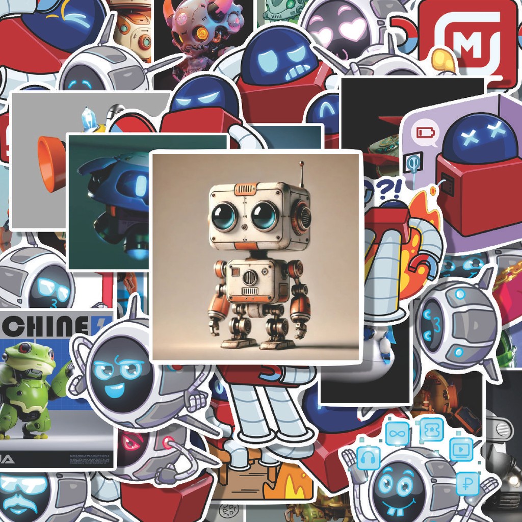 

100PCS Lucu Stiker Robot M-300 Stiker Aesthetic Stiker Anti Air Stikers Berperekat Waterproof sticker decal buat Motor Helm Buku Journal Koper Casing HP Laptop Botol Minum Hadiah anak
