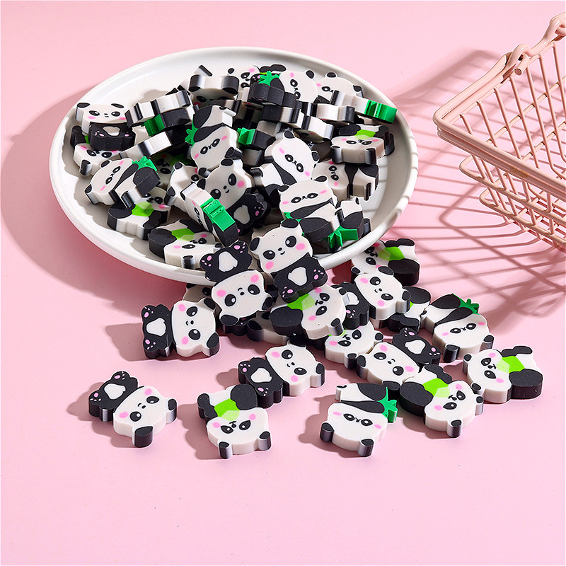 

10Pcs/Lot Cute Cartoon Panda Shaped Eraser Kawaii Panda Bamboo Pencil Rubber Student Gift Stationery Office Supplies Eraser