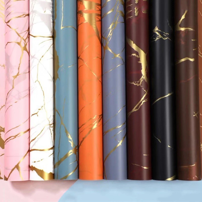 

Sky Floral Wrap Kertas Buket Gold Marble Cellophane Flower Wrapping Ecer KB20