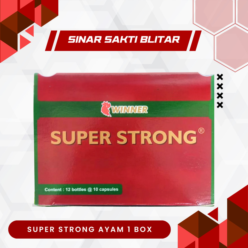 SUPER STRONG AYAM 1 BOX (12 BOTOL @10 KAPSUL) - Suplemen Vitamin Multivitamin Ayam Aduan Penambah St