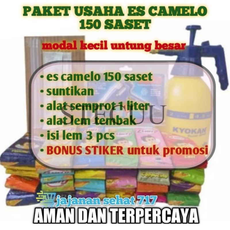 

PROMO HEMAT paket usaha es camelo modal kecil untung besar