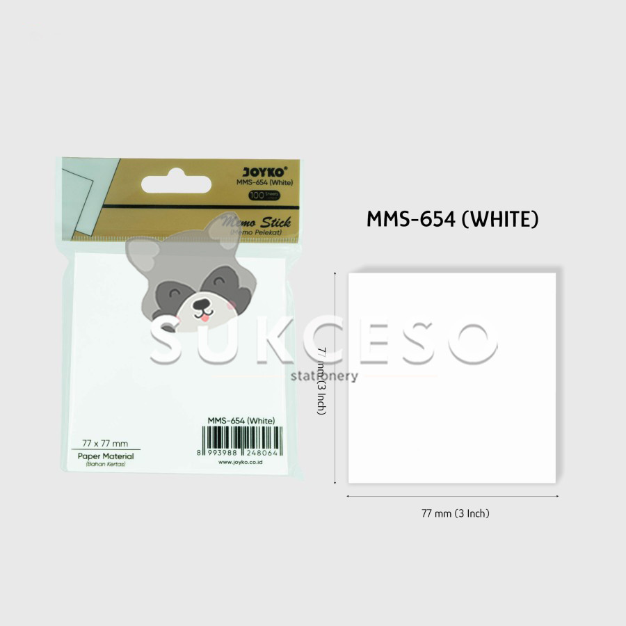 

Joyko Memo Stick MMS-654 White Sticky Notes Putih Polos Kotak Sedang Murah