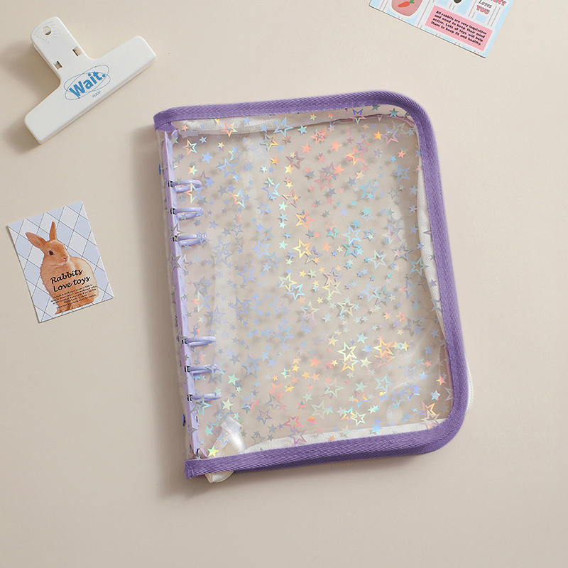 

A5 Laser Star Zipper Binder Collect Book Refill Organizer DIY Journal Dairy Transparent Kpop Idol Photo Album Kawaii Stationery