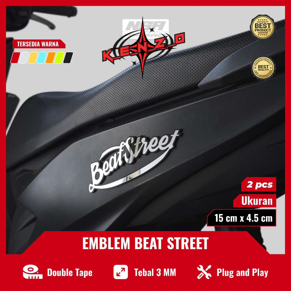 K_E_N_Z_O 2PCS EMBLEM BEAT STREET STIKER BEAT STREET EMBLEM MOTOR STICKER TIMBUL 3D HONDA BEAT STREE
