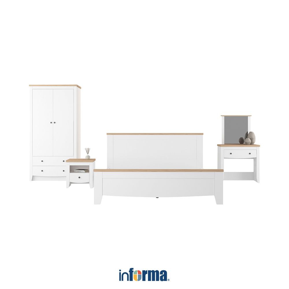 Informa 160x200 cm Kasablanka Set Kamar Tidur - Putih Set Bedroom Furniture Set Tempat Tidur Lemari 