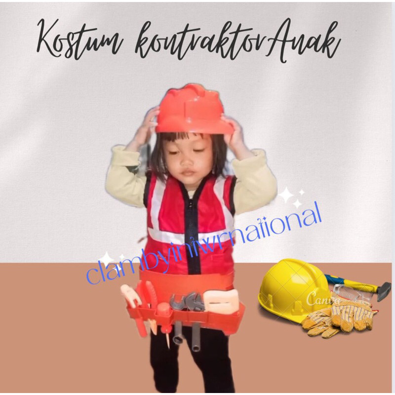 KOSTUM BAJU KONTRAKTOR NEWBORN BAJU ANAK LAKI-LAKI PEREMPUAN ROMPI SAFETY PROYEK
