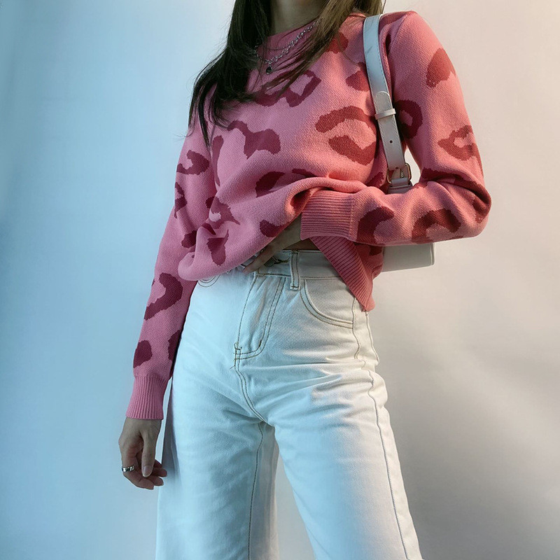 NURZAFIRSHOP Sweater  Rajut kekinian atasan rajut wanita  leopard