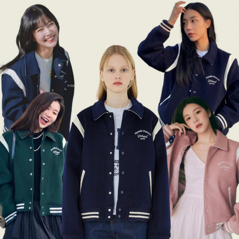 Seragam bisbol wanita Marithe merek niche Korea, jaket gaya yang sama untuk Kim Jennie