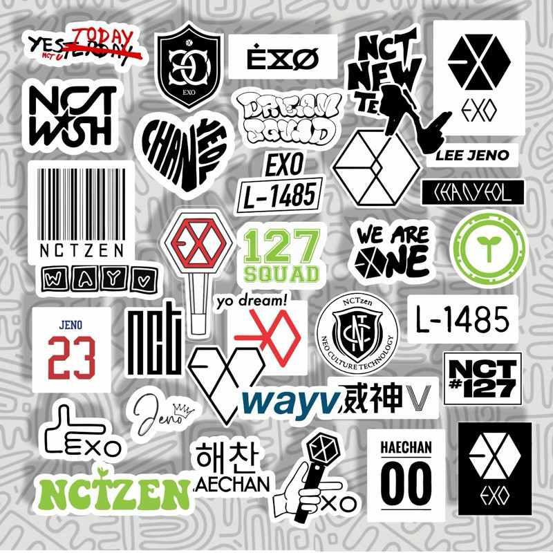 Sticker case hp Kpop NCT EXO BTS aesthetic black white || stiker NCT