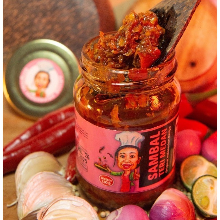 Sambal Teri Medan Nyah Tewel 130gr – Sambal Ikan Teri Pedas Gurih Asli Medan, Khas Rumahan Higienis