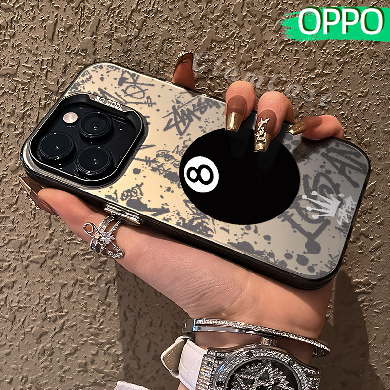 Kece Billiards Glossy Hologram PC Case OPPO A18 A57 A16 A15 A17 A60 A3x A3s A5s A54 A53 A12 A31 A58 