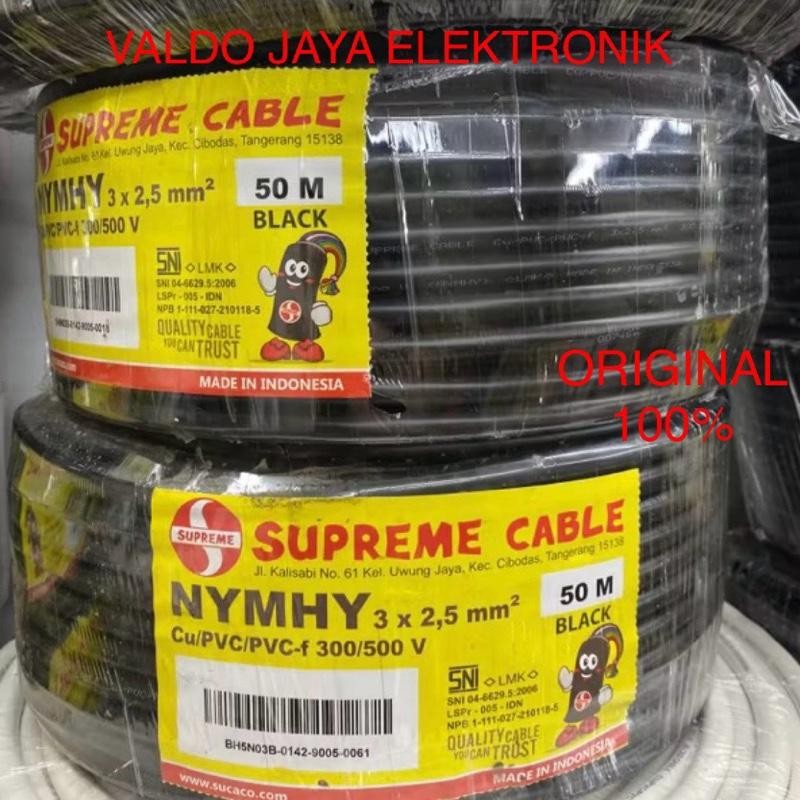 SUPREME Kabel Serabut Hitam NYMHY 3X2.5 Kabel Listrik Serabut NYMHY 3 X 2.5 Kabel Hitam Serabut Supr