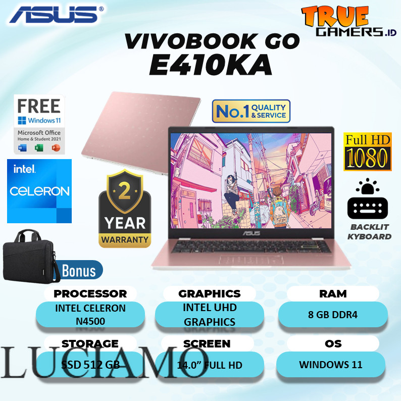 [  LUCIAMO ] Laptop Asus Vivobook GO 14 E410KA | E410MA | L510MA N4500 8GB 512GB WINDOWS 11 14.0"&15