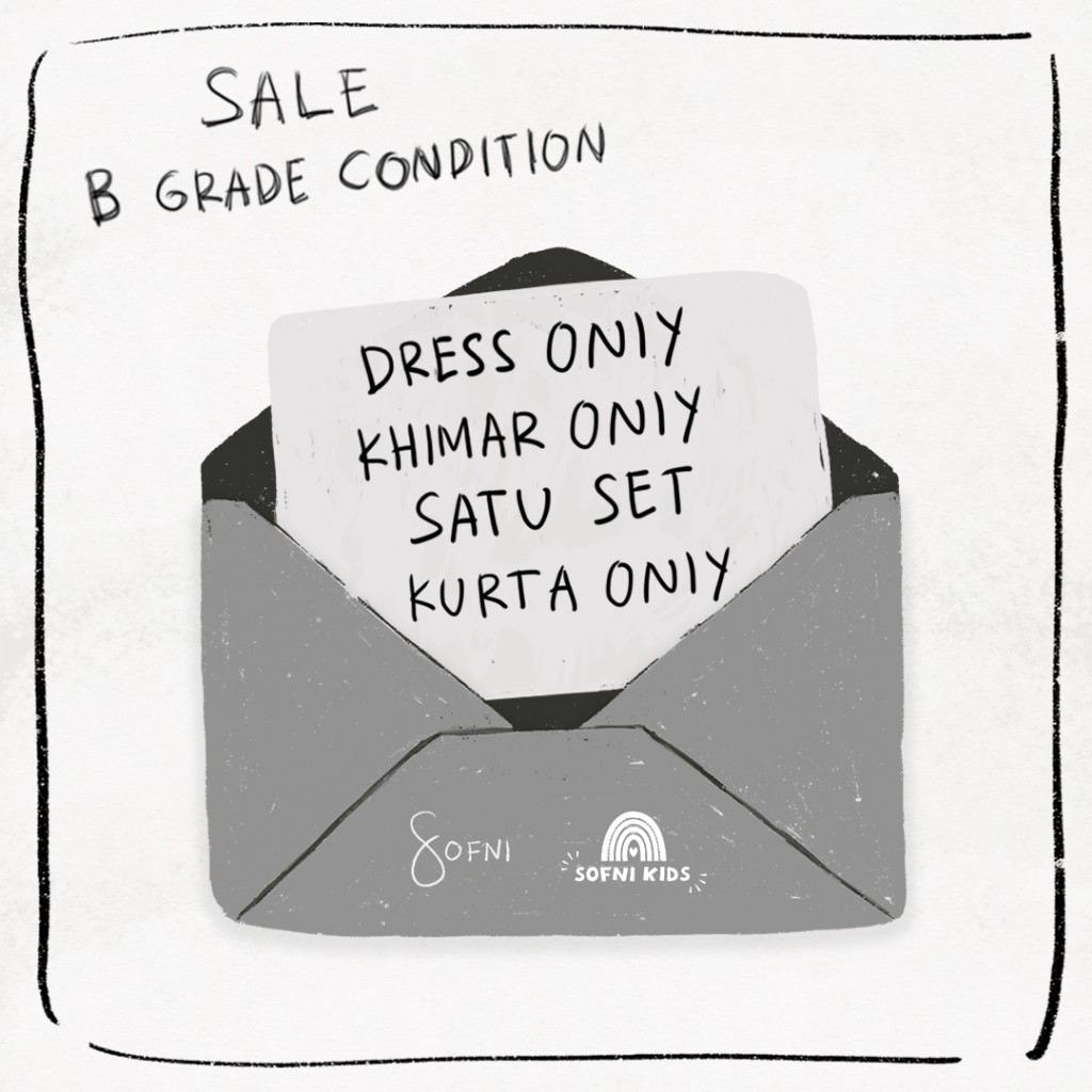 DIKASHOP SOFNI - DRESS ONLY, KHIMAR ONLY, SATU SET, KURTA ONLY DEWASA & KIDS SALE B GRADE CONDITION