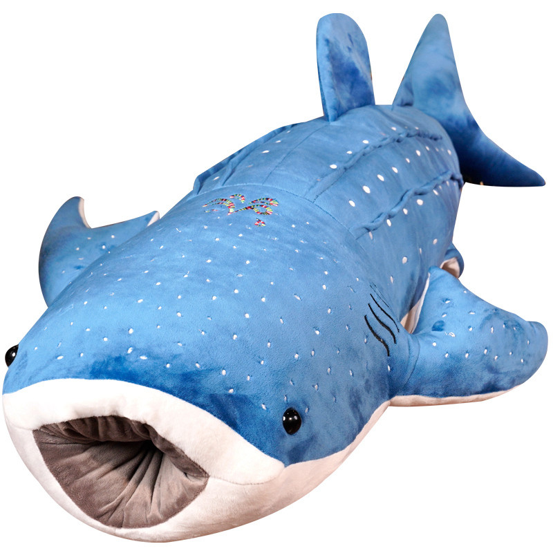 55-125cm Blue Whale Plush Toys Big Shark Fish Cloth Doll Whale Stuffed Plush Sea Animals Cushion Chi