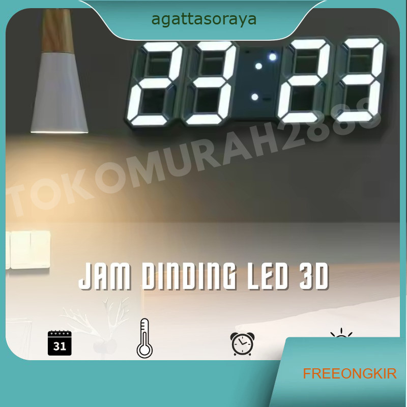 Jam LED Digital Alarm Clock 3D Jam Weker Meja Dinding LED Digital 3D