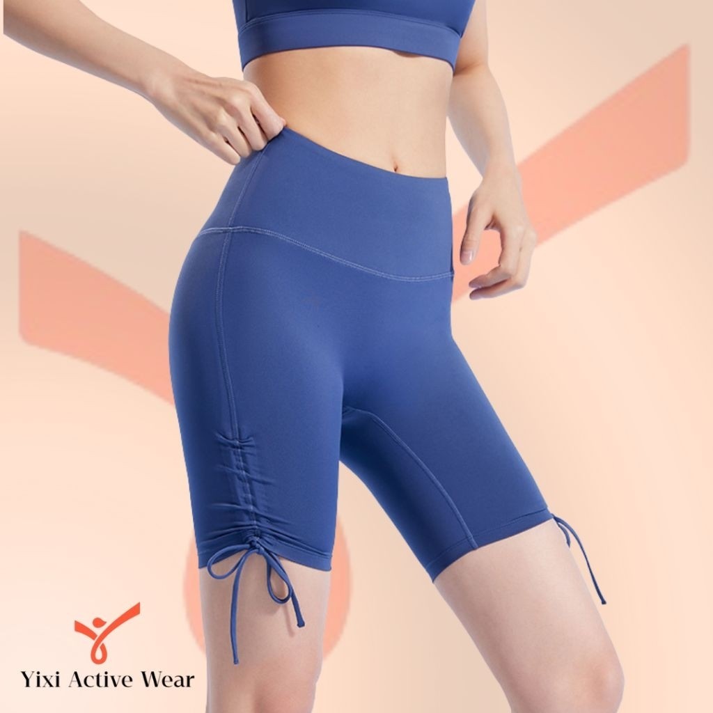 YIXI | Celana biker serut olahraga yoga gym fitness