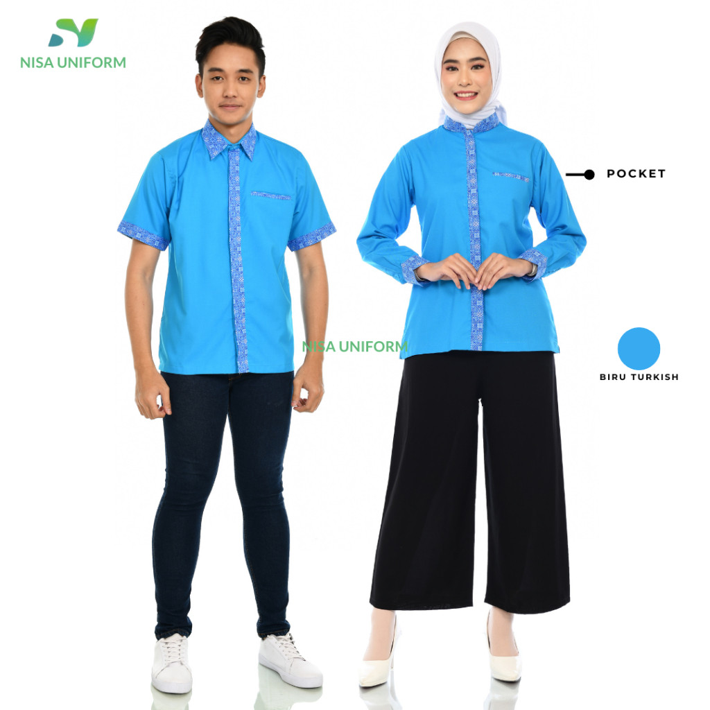 RIRUSHOP Baju kerja kantor cowok cewek murah/kemeja kerja karyawan custom bordir/seragam karyawan re