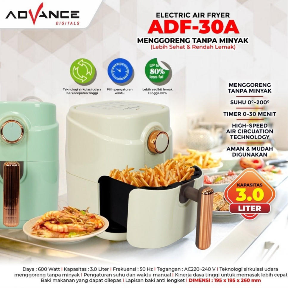 Termurah Air Fryer ADVANCE 3 Liter LOW WATT ADF30A