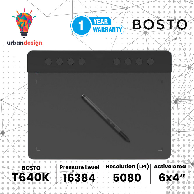 BOSTO T640K Graphic Drawing Tablet – Tablet Gambar Portabel untuk Desain & Ilustrasi