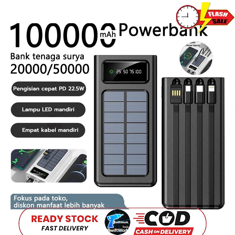 50000/100000 mAh Powerbank Robot Power Bank Solar Cell Multifungsi Solar Cell Tenaga Surya Portable 