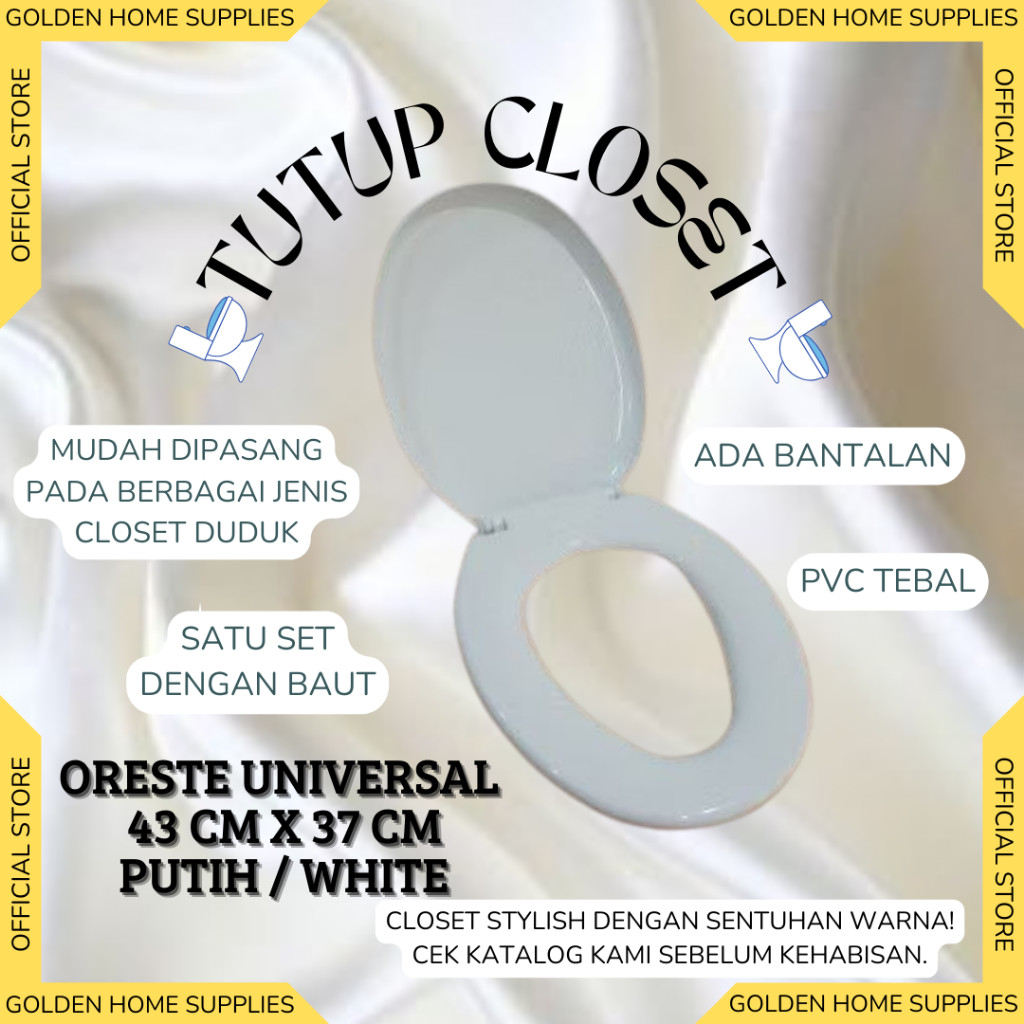 JANGANLIRIK 1 SET TUTUP KLOSET ORESTE DUDUK UNIVERSAL / WARNA PUTIH BIRU HIJAU PINK MAROON / PVC TEB