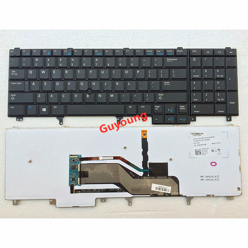 US Keyboard Replacement For Dell Latitude E5520 E5520M E5530 E6520 E6530 E6540 Black with Backlit Po